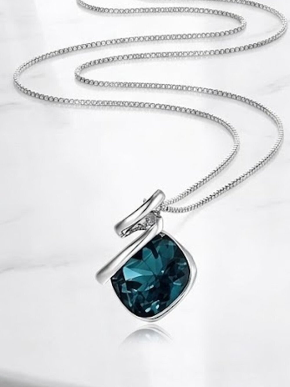 Dark Blue Platinum Crystal Necklace